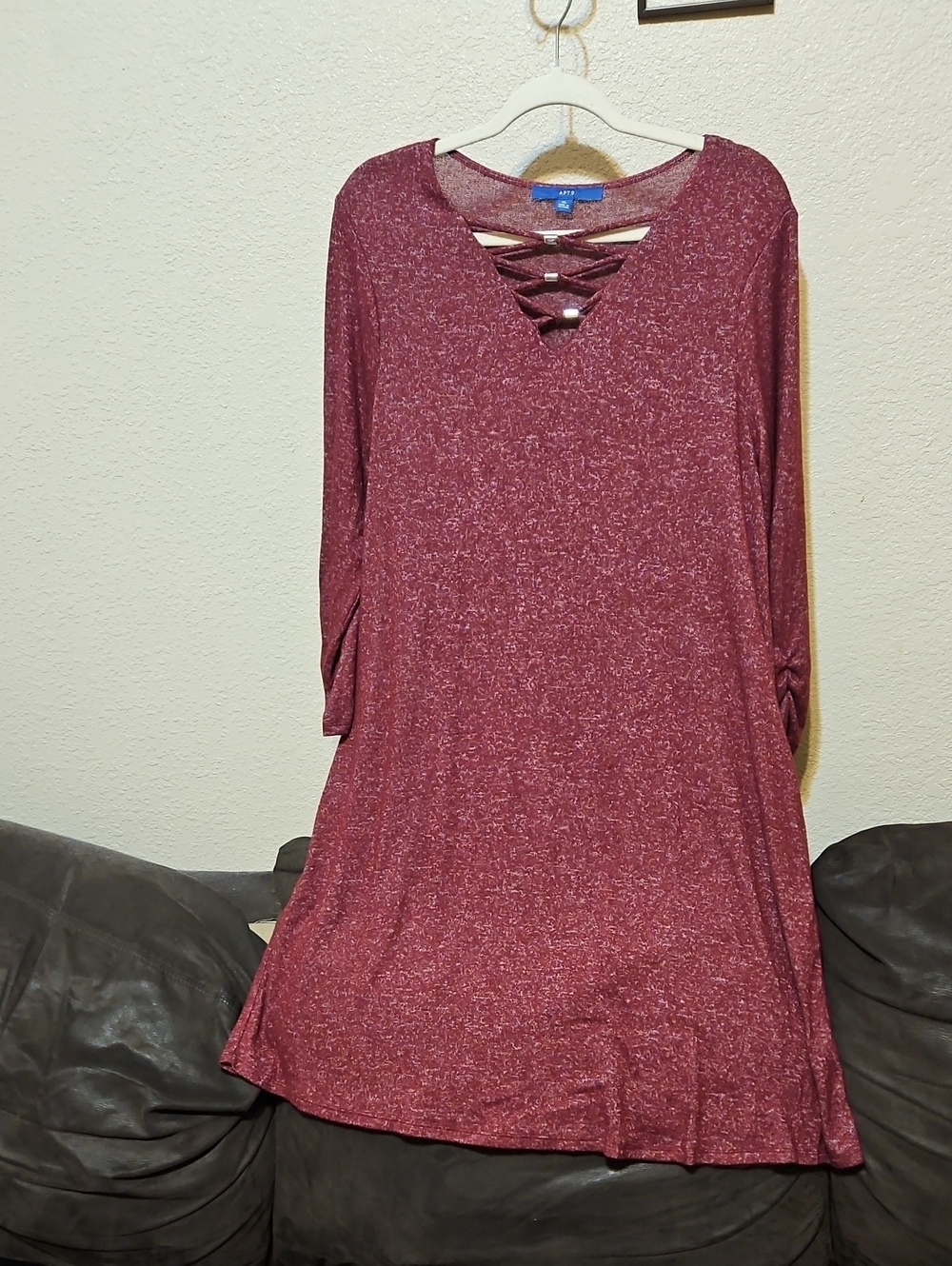 Apt. 9 Wine Lace-Up V-Neck Tunic